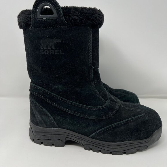 Sorel Waterfall Slip 2 NL1782 Suede Insulated Thinsulate Zip Black Women US 10 - Picture 4 of 12